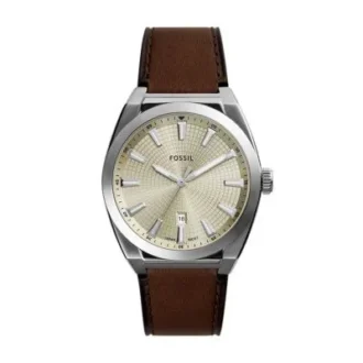Everett Three-Hand Date Brown Leather Watch