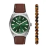 Everett Three-Hand Date Brown Leather Watch and Bracelet Set Everett Three-Hand Date Brown Leather Watch and Bracelet Set