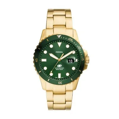 Fossil Blue Dive Three-Hand Date Gold-Tone Stainless Steel Watch Fossil Blue Dive Three-Hand Date Gold-Tone Stainless Steel Watch