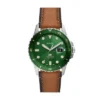 Fossil Blue Dive Three-Hand Date Tan LiteHide™ Leather Watch Fossil Blue Dive Three-Hand Date Tan LiteHide™ Leather Watch