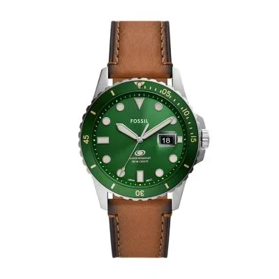 Fossil Blue Dive Three-Hand Date Tan LiteHide™ Leather Watch Fossil Blue Dive Three-Hand Date Tan LiteHide™ Leather Watch