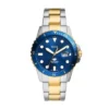 Fossil Blue Dive Three-Hand Date Two-Tone Stainless Steel Watch Fossil Blue Dive Three-Hand Date Two-Tone Stainless Steel Watch