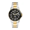 Fossil Blue Dive Three-Hand Date Two-Tone Stainless Steel Watch Fossil Blue Dive Three-Hand Date Two-Tone Stainless Steel Watch
