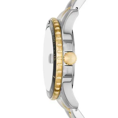Fossil Blue Dive Three-Hand Date Two-Tone Stainless Steel Watch Fossil Blue Dive Three-Hand Date Two-Tone Stainless Steel Watch