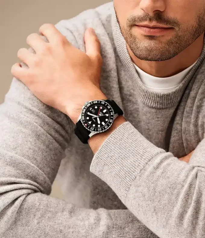 Fossil Blue GMT Black Silicone Watch