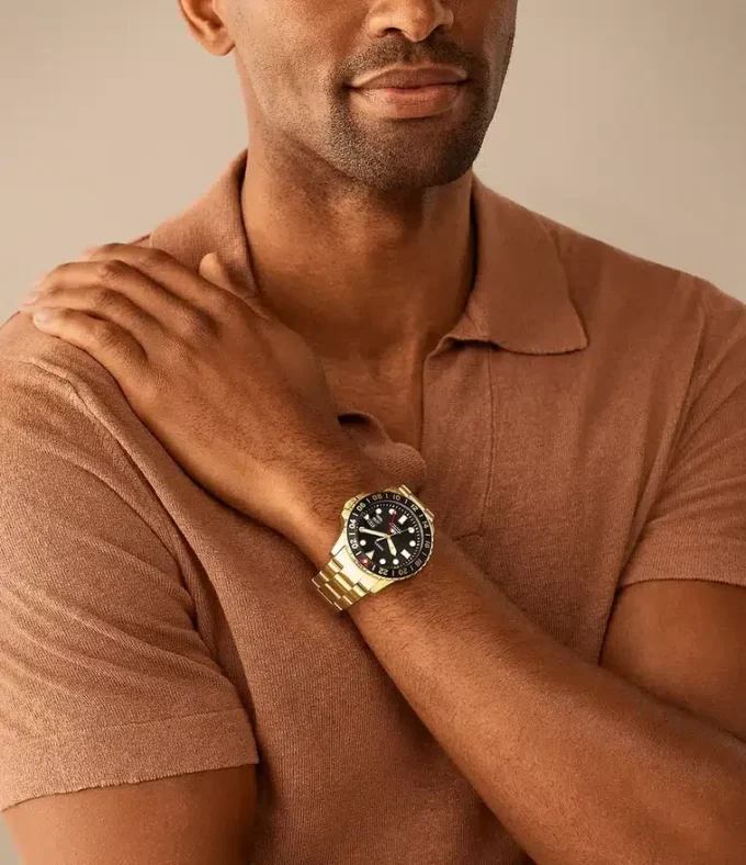 Fossil Blue GMT Gold-Tone Stainless Steel Watch Fossil Blue GMT Gold-Tone Stainless Steel Watch
