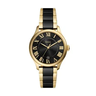 Gilmore Three-Hand Date Gold-Tone and Black Ceramic Watch Gilmore Three-Hand Date Gold-Tone and Black Ceramic Watch