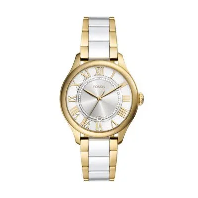 Gilmore Three-Hand Date Gold-Tone and White Ceramic Watch Gilmore Three-Hand Date Gold-Tone and White Ceramic Watch