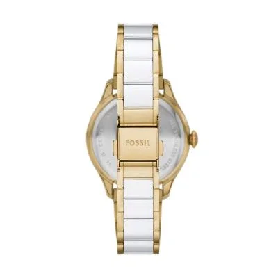 Gilmore Three-Hand Date Gold-Tone and White Ceramic Watch Gilmore Three-Hand Date Gold-Tone and White Ceramic Watch