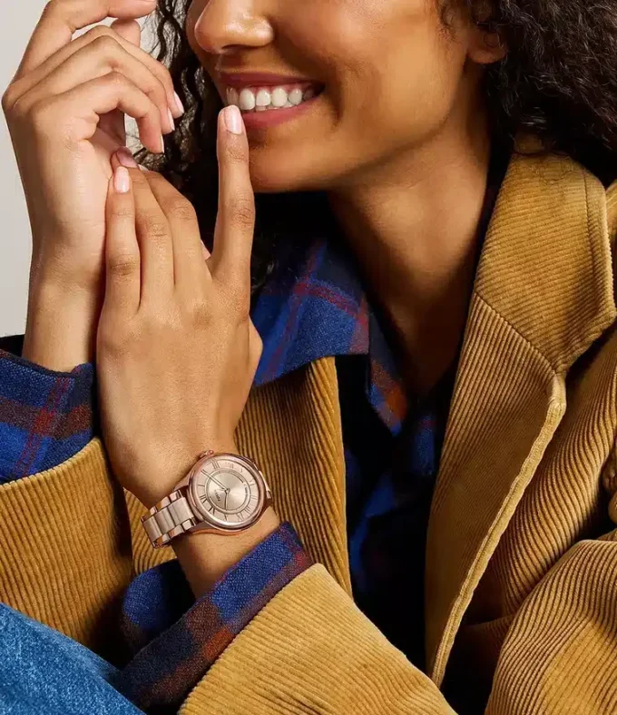 Gilmore Three-Hand Date Rose Gold-Tone and Brown Ceramic Watch Gilmore Three-Hand Date Rose Gold-Tone and Brown Ceramic Watch