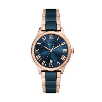 Gilmore Three-Hand Date Rose Gold-Tone and Navy Ceramic Watch Gilmore Three-Hand Date Rose Gold-Tone and Navy Ceramic Watch