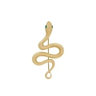 Gold-Tone Stainless Steel Snake Pin Brooch