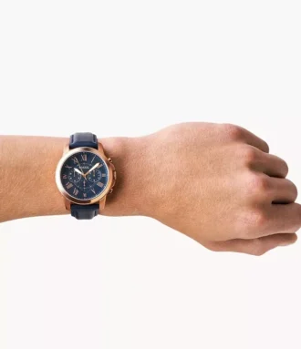Grant Chronograph Navy Leather Watch