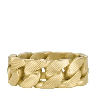 Harlow Linear Texture Chain Gold-Tone Stainless Steel Band Ring Harlow Linear Texture Chain Gold-Tone Stainless Steel Band Ring