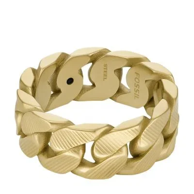 Harlow Linear Texture Chain Gold-Tone Stainless Steel Band Ring Harlow Linear Texture Chain Gold-Tone Stainless Steel Band Ring
