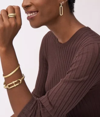 Harlow Linear Texture Gold-Tone Stainless Steel Bangle Bracelet