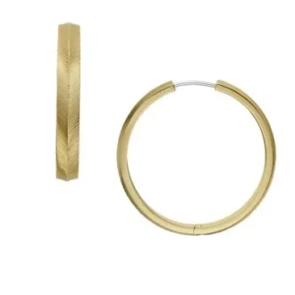 Harlow Linear Texture Gold-Tone Stainless Steel Hoop Earrings