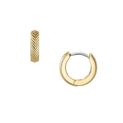 Harlow Linear Texture Gold-Tone Stainless Steel Hoop Earrings Harlow Linear Texture Gold-Tone Stainless Steel Hoop Earrings