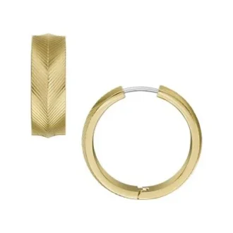 Harlow Linear Texture Gold-Tone Stainless Steel Hoop Earrings