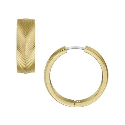 Harlow Linear Texture Gold-Tone Stainless Steel Hoop Earrings Harlow Linear Texture Gold-Tone Stainless Steel Hoop Earrings