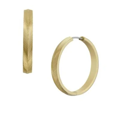Harlow Linear Texture Gold-Tone Stainless Steel Hoop Earrings Harlow Linear Texture Gold-Tone Stainless Steel Hoop Earrings