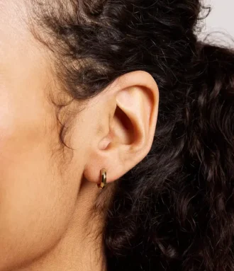 Harlow Linear Texture Gold-Tone Stainless Steel Hoop Earrings