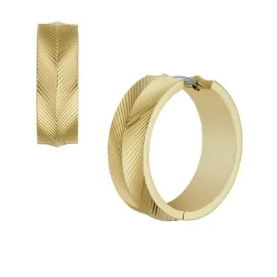 Harlow Linear Texture Gold-Tone Stainless Steel Hoop Earrings Harlow Linear Texture Gold-Tone Stainless Steel Hoop Earrings