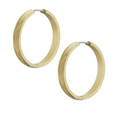 Harlow Linear Texture Gold-Tone Stainless Steel Hoop Earrings Harlow Linear Texture Gold-Tone Stainless Steel Hoop Earrings