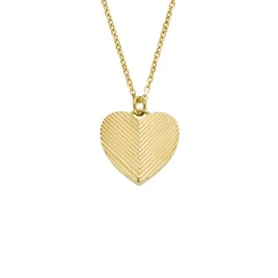 Harlow Linear Texture Heart Gold-Tone Stainless Steel Pendant Necklace Harlow Linear Texture Heart Gold-Tone Stainless Steel Pendant Necklace