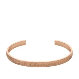 Harlow Linear Texture Rose Gold-Tone Stainless Steel Cuff Bracelet