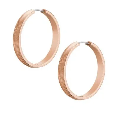 Harlow Linear Texture Rose Gold-Tone Stainless Steel Hoop Earrings Harlow Linear Texture Rose Gold-Tone Stainless Steel Hoop Earrings