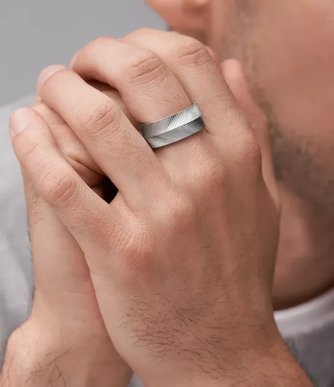 Harlow Linear Texture Stainless Steel Band Ring Harlow Linear Texture Stainless Steel Band Ring