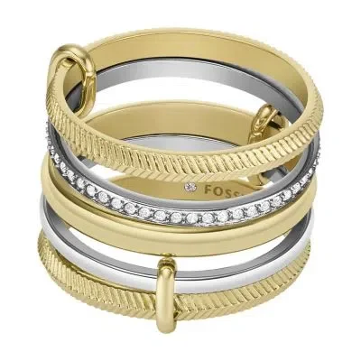 Harlow Linear Texture Two-Tone Stainless Steel Prestack Ring Harlow Linear Texture Two-Tone Stainless Steel Prestack Ring