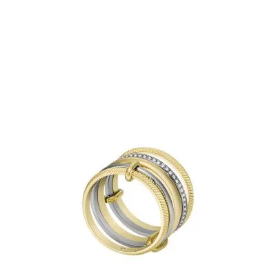 Harlow Linear Texture Two-Tone Stainless Steel Prestack Ring Harlow Linear Texture Two-Tone Stainless Steel Prestack Ring