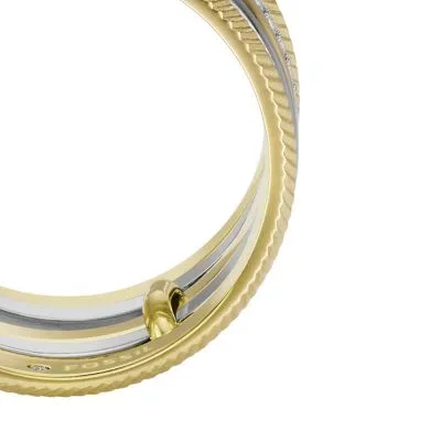 Harlow Linear Texture Two-Tone Stainless Steel Prestack Ring Harlow Linear Texture Two-Tone Stainless Steel Prestack Ring