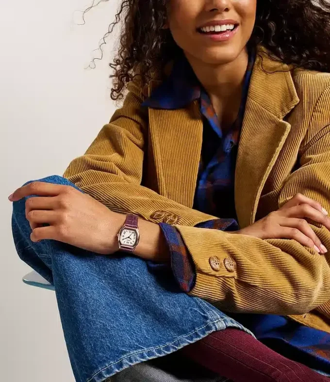 Harlow Three-Hand Burgundy Croco Leather Watch Harlow Three-Hand Burgundy Croco Leather Watch