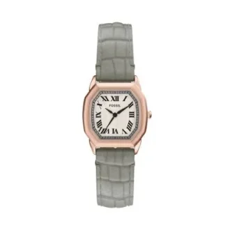 Harlow Three-Hand Gray Croco Leather Watch