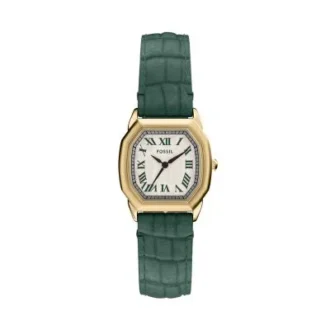 Harlow Three-Hand Green Croco Leather Watch