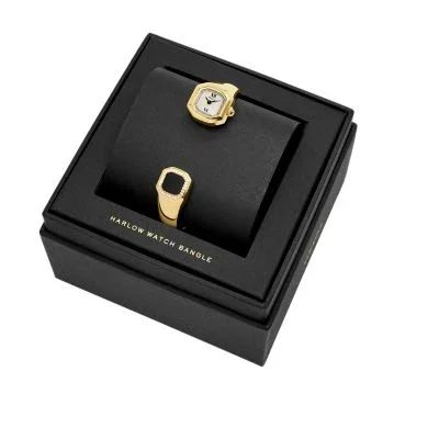 Harlow Two-Hand Gold-Tone Stainless Steel Watch Bangle Harlow Two-Hand Gold-Tone Stainless Steel Watch Bangle
