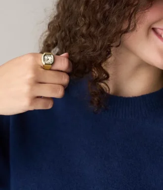 Harlow Watch Ring Two-Hand Gold-Tone Stainless Steel Watch