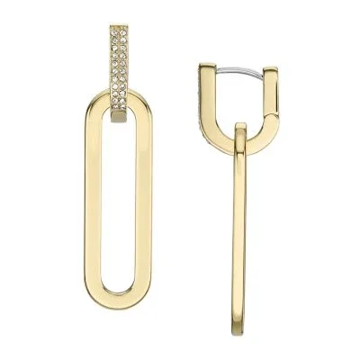 Heritage D-Link Glitz Gold-Tone Stainless Steel Drop Earrings Heritage D-Link Glitz Gold-Tone Stainless Steel Drop Earrings