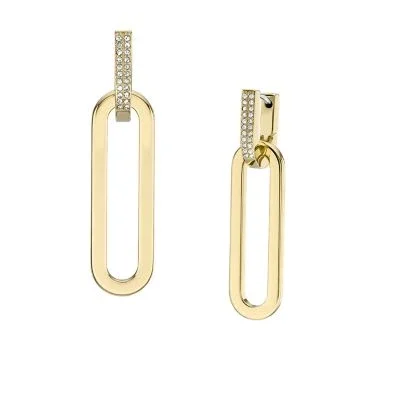 Heritage D-Link Glitz Gold-Tone Stainless Steel Drop Earrings Heritage D-Link Glitz Gold-Tone Stainless Steel Drop Earrings