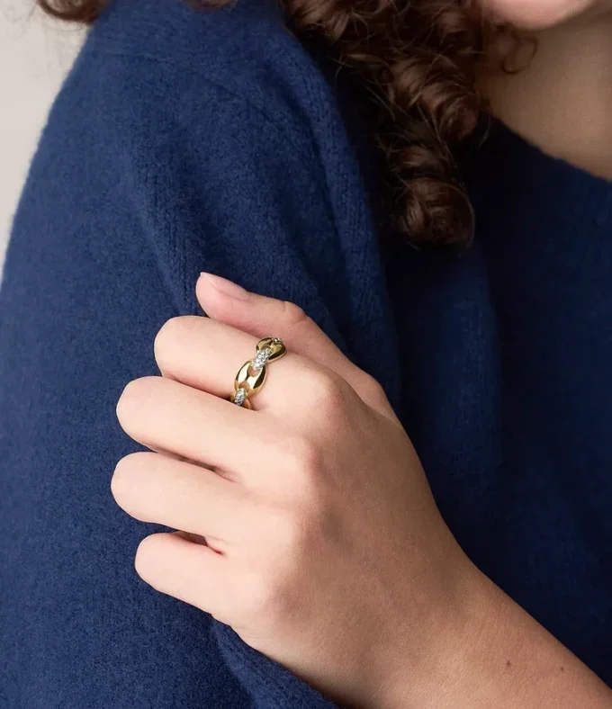 Heritage D-Link Glitz Two-Tone Stainless Steel Band Ring Heritage D-Link Glitz Two-Tone Stainless Steel Band Ring