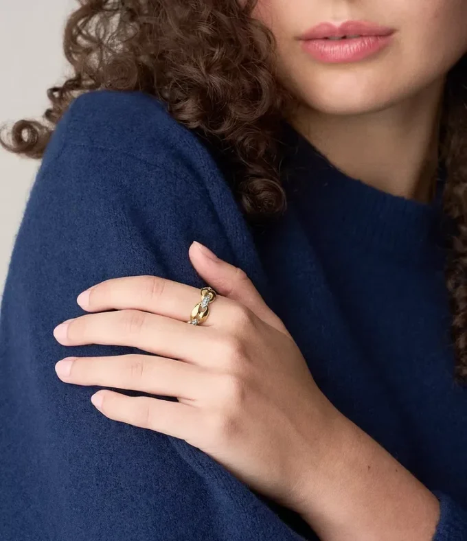 Heritage D-Link Glitz Two-Tone Stainless Steel Band Ring Heritage D-Link Glitz Two-Tone Stainless Steel Band Ring