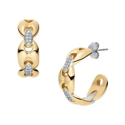 Heritage D-Link Glitz Two-Tone Stainless Steel Hoop Earrings Heritage D-Link Glitz Two-Tone Stainless Steel Hoop Earrings