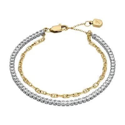 Heritage D-Link Glitz Two-Tone Stainless Steel Tennis Bracelet Heritage D-Link Glitz Two-Tone Stainless Steel Tennis Bracelet