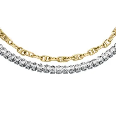 Heritage D-Link Glitz Two-Tone Stainless Steel Tennis Bracelet Heritage D-Link Glitz Two-Tone Stainless Steel Tennis Bracelet
