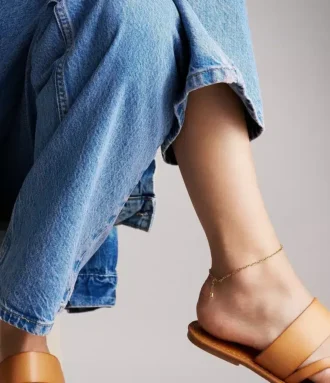 Heritage D-Link Gold-Tone Brass Chain Anklet