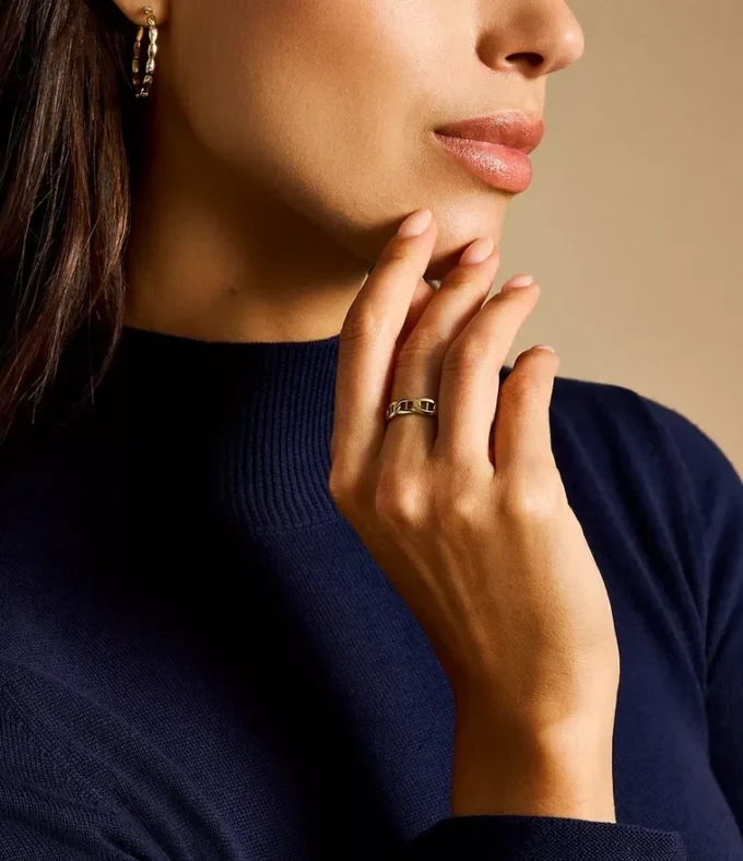 Heritage D-Link Gold-Tone Stainless Steel Band Ring Heritage D-Link Gold-Tone Stainless Steel Band Ring