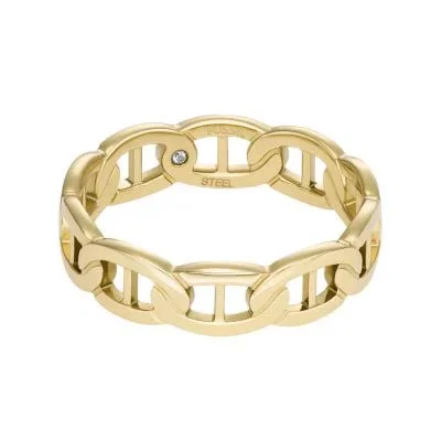 Heritage D-Link Gold-Tone Stainless Steel Band Ring Heritage D-Link Gold-Tone Stainless Steel Band Ring